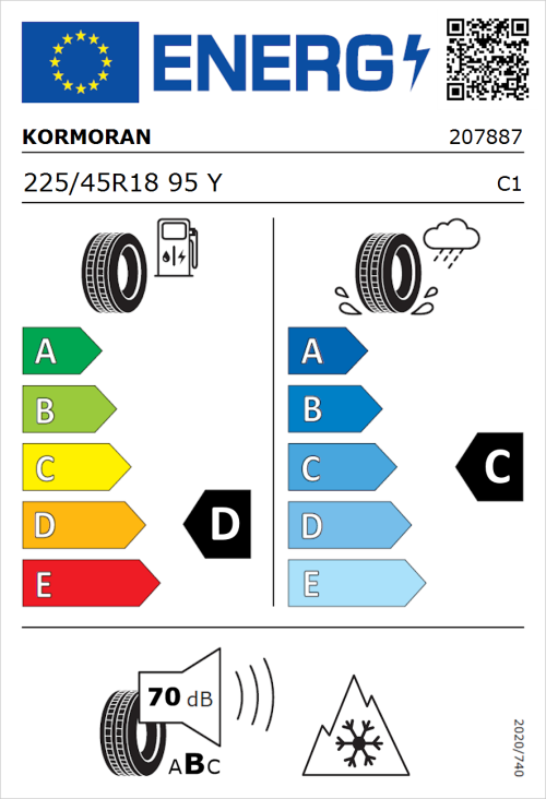 Tyre Label for Kormoran All Season 225/45R18 95Y